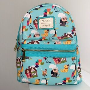 Loungefly Disney Pixar “UP” Characters All Over Print Mini Backpack - Blue